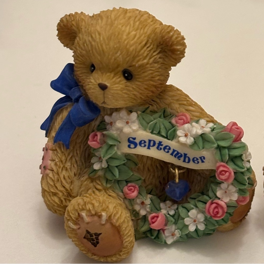 Cherished Teddies vintage birthday month September gem wreath